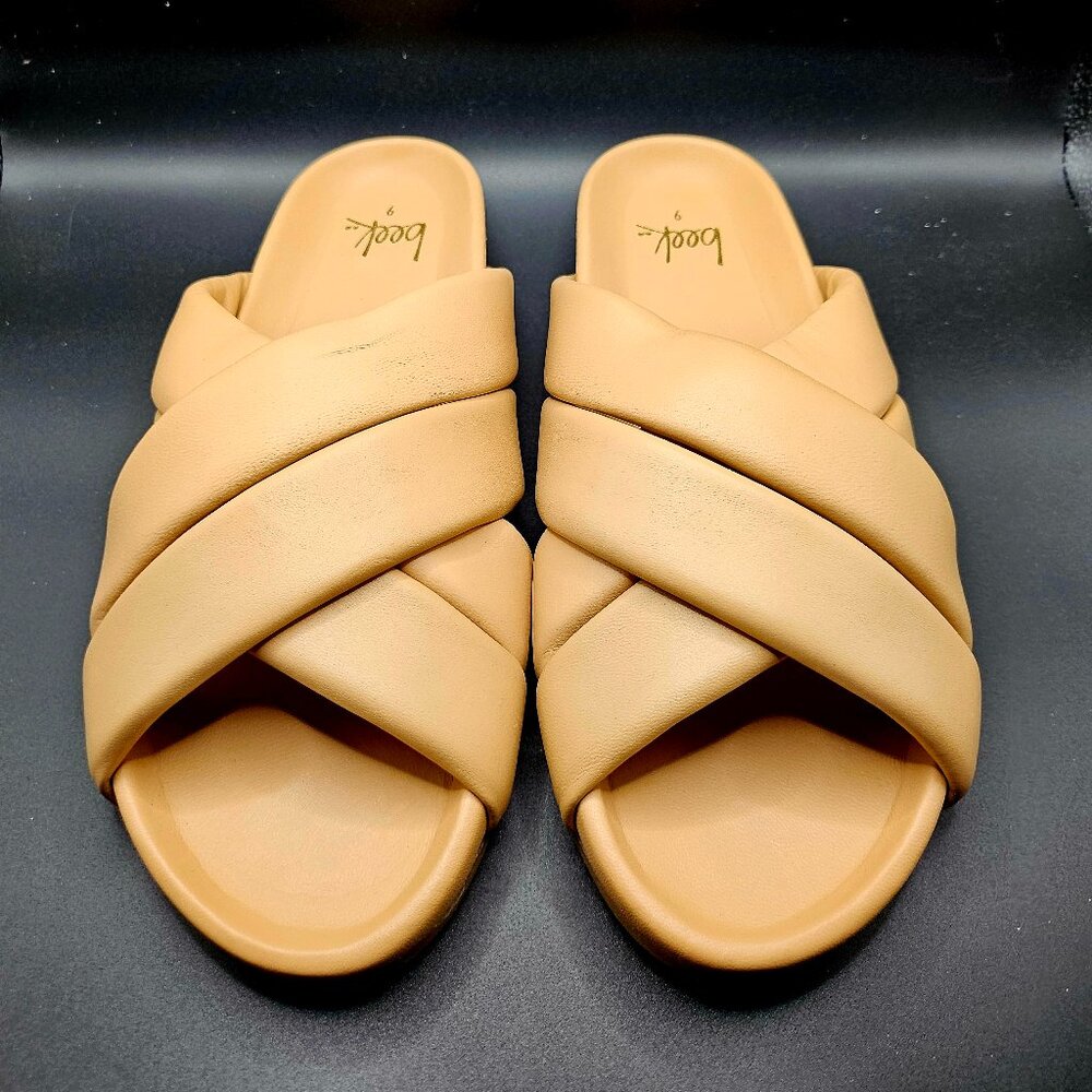BEEK Merlin Leather Slides, Women’s Size 9, Color Beach,  Brand New in Box
